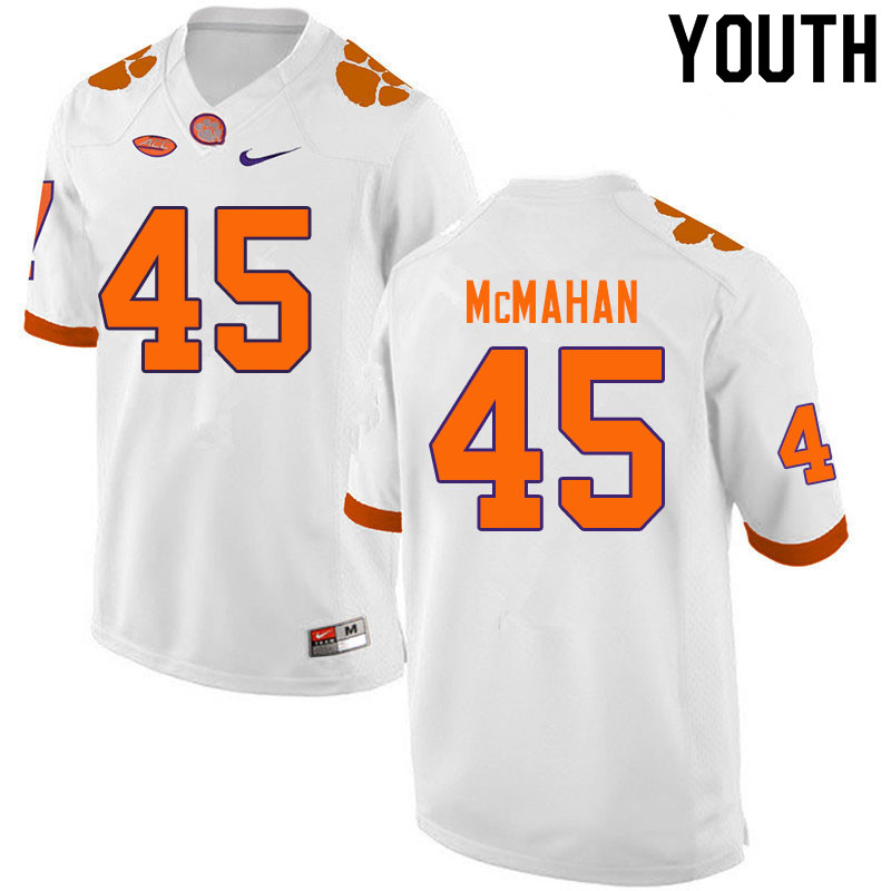 Youth #45 Matt McMahan Clemson Tigers College Football Jerseys Sale-White - Click Image to Close